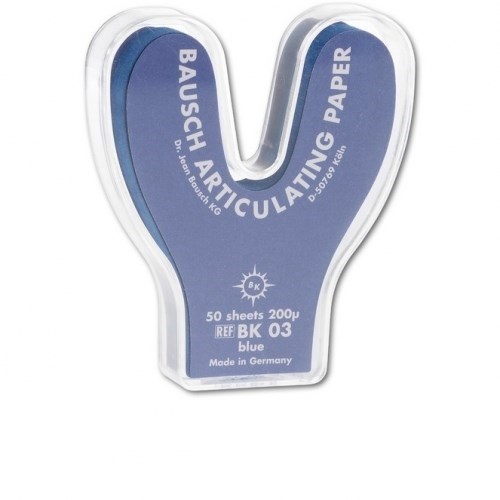 Артикуляционная бумага Bausch BK 03, 200 мкрн - копирка бауш подкова, 50л, синяя 00000000590 - фото 435268