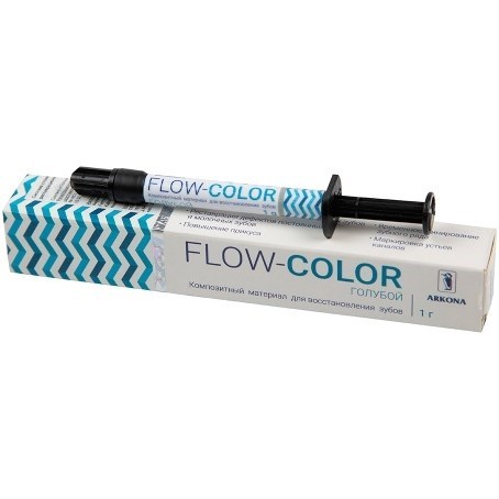 FLOW-COLOR ГОЛУБОЙ (1 гр) -цветной микрогибридный светоотв.композит типа flow" с фтором, ARKONA 0001914085 - фото 436897