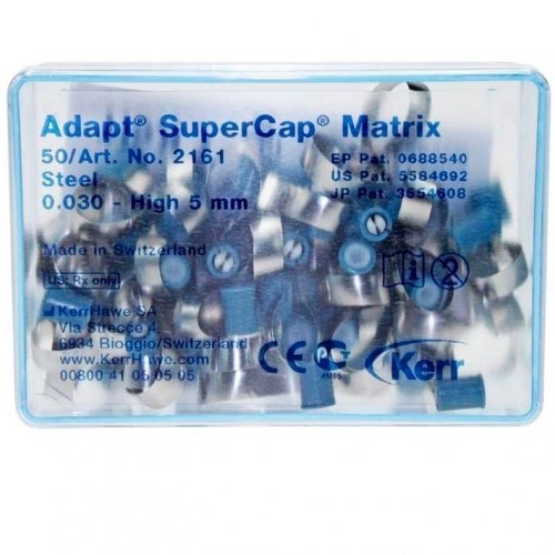 2161 Матрицы стальные SuperCap Matrices Dead-Soft (50 шт, стальные 0,03, высота 5,0 мм) Kerr 0001911890 - фото 437768