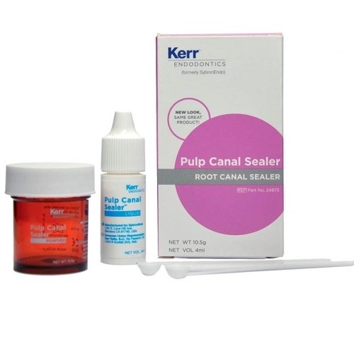 Pulp Canal Sealer-для постоянной обтурации корневых каналов в составе: основа (банка) 10,5 г, катализатор (флакон-капельница) 4 мл, ложка мерная 2 шт. /24875/ Kerr 1231911879 - фото 438747