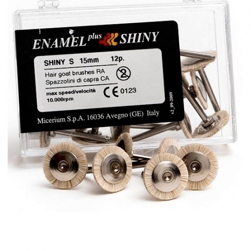 Щётки Shiny S из козьей щетины для полировки RA/CA, Enamel, (12шт). Micerium S.p.A 0001912820 - фото 439566
