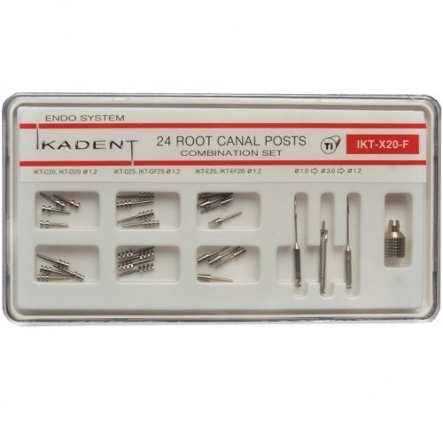 Штифты титановые Ikadent IKT-X20-F (С20 х 4, D20 х 4, D25 х 4, GF25 х 4, E20 х 4, EF20 х 4, развертка х 2, фреза торцевая ,ключ инструментальный) 0000910705 - фото 443459