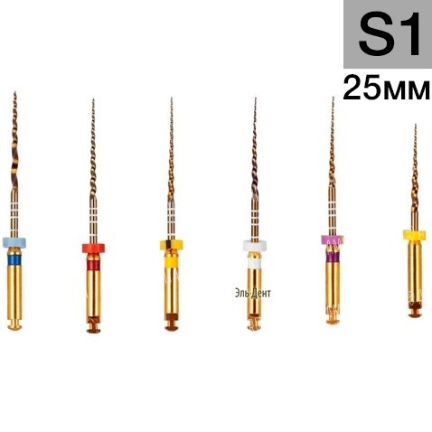 Gold-Taper S1, 25мм (6шт.)-машинный инструмент для обработки корневых каналов, Геософт 1231913870 - фото 447477