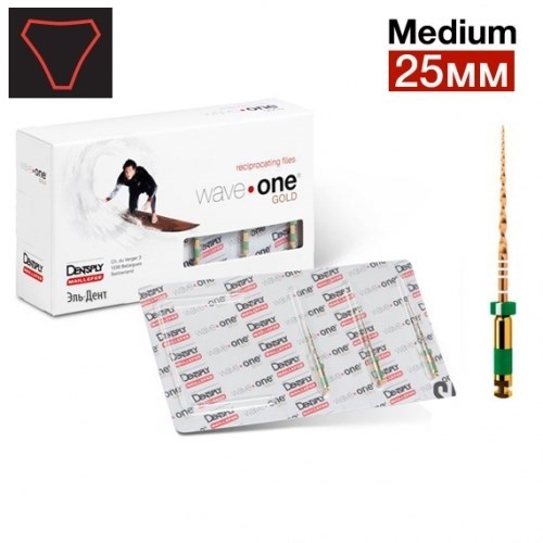 WaveOne Gold Medium 25мм (3 шт.) - реципрокный инструмент эндодонтический в блистерах 1231914975 - фото 448227