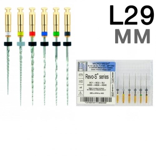 Набор файлов REVO-S Assortiment: L29 мм, (6 шт.). SC1-SC2-SU-AS30-AS35-AS40,L29 20143112 (NiTi). Micro-Mega 0001912448 - фото 448385
