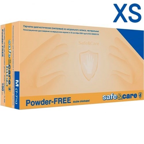 Перчатки латексные  Safe & Care XS (5/5,5) 100 шт. 0001914602 - фото 448952