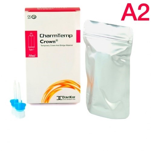 CharmTemp Crown цв.A2 50мл (76г, 10 насадок 1:1)-самоотверждаемый материал для временных коронок и мостов, DentKist 1231913072 - фото 449790