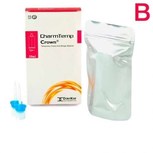 CharmTemp Crown цв.B (отбеленный) 50мл (76г, 10 насадок 1:1)-самоотверждаемый материал для временных коронок и мостов, DentKist 1231913077 - фото 449800