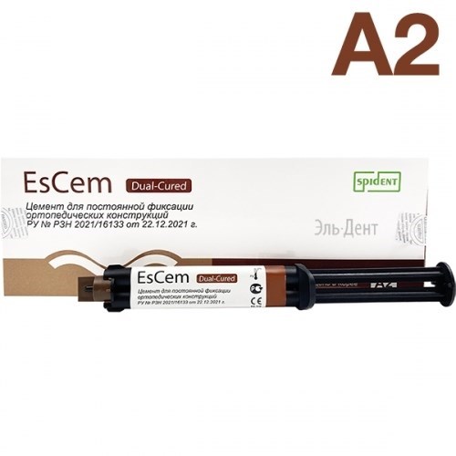 EsCem - Цемент для постоянной фиксации ортопедических конструкций, шприц 8.0 г, оттенок A2 1231914672 - фото 450695