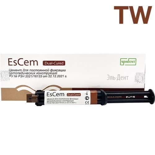EsCem - Цемент для постоянной фиксации ортопедических конструкций, шприц 8.0 г, оттенок TW 1231914673 - фото 450698