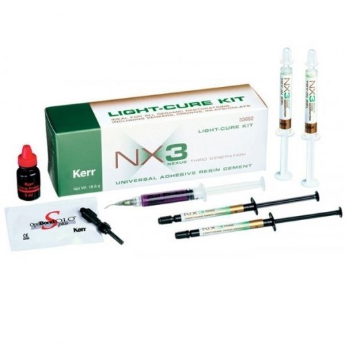 NX3 Light-Cure Kit Набор: 2шпр.х1,8 г; гель проб. 2шпр.х3 г; OptiBond Solo Plus в унидозах 10 шт; протр. 3 г; праймер силановый 5 мл; насадки смесительные; канюли для шприца с протравочным гелем /33682/Kerr 1231912570 - фото 450845