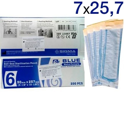 Пакеты для стерилизации Sigma (7х25,7см) 200шт. Dispodent 0001911398 - фото 452082