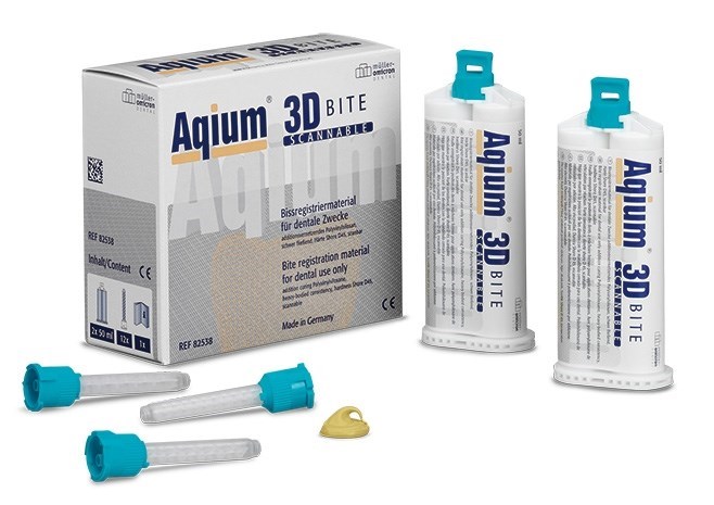 Слепочная масса A - силиконовая Aqium 3D BITE - силикон для регистрации прикуса (2 х 50 мл), насадки смесительные NT зеленые - 12 шт./уп. 82538 - фото 456763