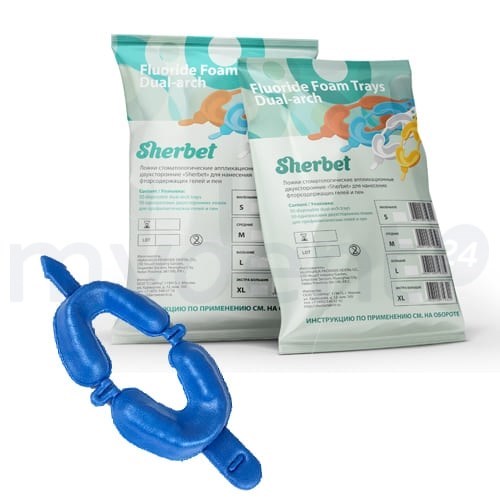 Ложки стоматологические аппликационные двусторонние SHERBET"для нанесения фторосодержащих гелей, L (синие), 50 шт/уп, ND737L - фото 457042