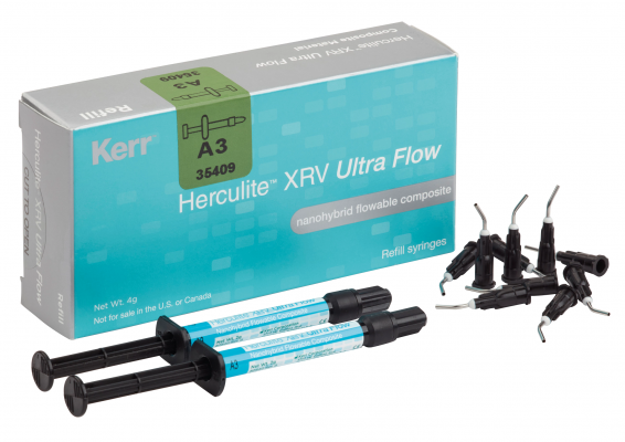 Herculite XRV Ultra Flow - композитный текучий материал, светоотверждаемый, А2, 2х2 г, шприц + 20 шт насадок 35408 - фото 457224
