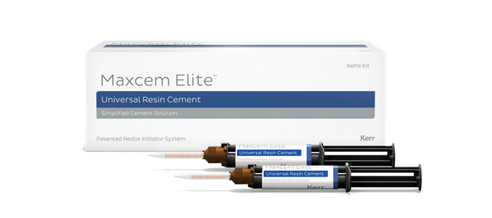 Maxcem Elite™ Refill, WHITE OPAQUE  композитный цемент, цвет белый опак, двойного отверждения, 2  шприца по 5 г, 10 широких насадок, 10 внутриротовых. 34060 - фото 457381