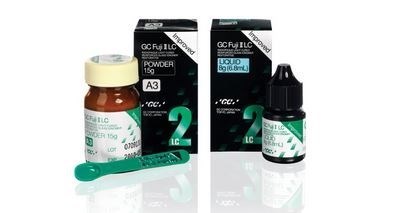 Fuji II LC A2 (порошок 15 г+ жидкость 6,8 мл) - фторвыделяющий стеклоионнмерный цемент двойного отверждения (Япония) 0130026Gc - фото 457438