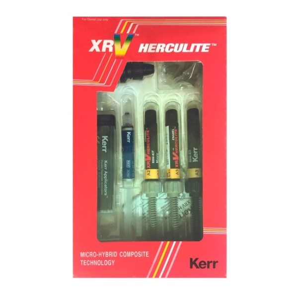 Herculite XRV Mini Kit - универсальный микрогибридный, светоотверждаемый реставрационный композитный материал, набор-мини (3х3 г, 3 мл, 3 г, принадлежности) 62829 - фото 458829