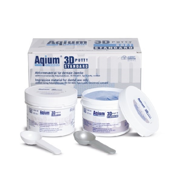 Слепочная масса А-силиконовая Aqium 3D PUTTY STANDARD в банках (2 х 300 мл): база (300 мл), катализатор (300 мл) 88632 - фото 460164