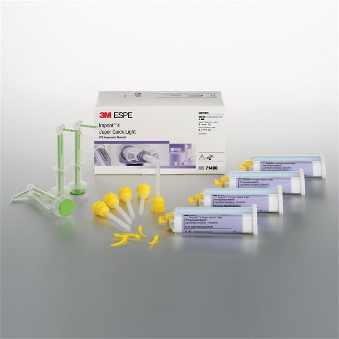 Слепочная масса Imprint 4 Super Quick Light (71490) оттискный винилполисилоксановый корригирующий материал картридж (4 шт) + насадки (5 шт) + дозатор (5 шт) 7000055256 - фото 460184