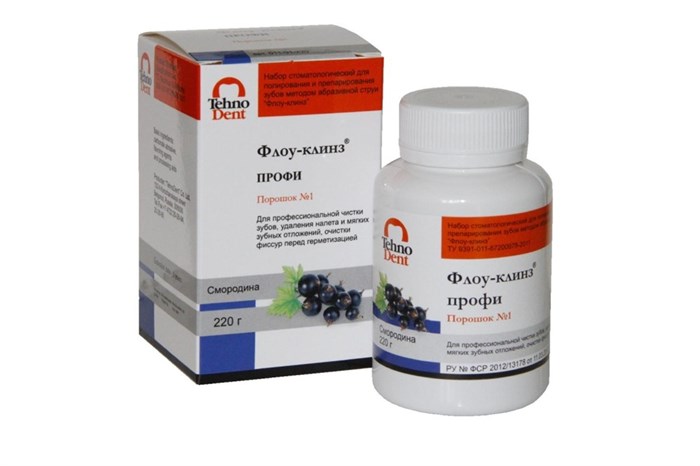 Флоу-Клинз Профи (250 г) Черная Смородина. Порошок для профилактической очистки эмали зубов методом пескоструйной обработки 011-01-250.6 - фото 460377