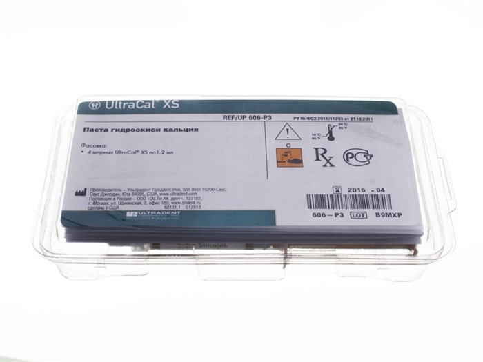 Ultradent UltraCal XS паста с гидроокисью кальция, 1,2 мл х 4 шприца UL606 - фото 461004