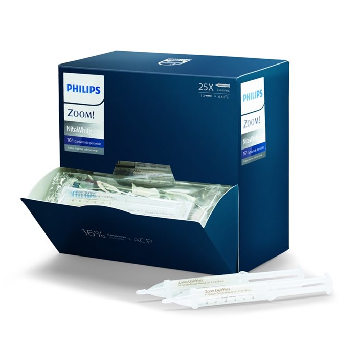 Philips ZOOM! Nite White 16% CP домашнее ночное отбеливание 16% перекиси карбамида (СР) 25 шприцов в упаковке. DIS125/25 - фото 461341