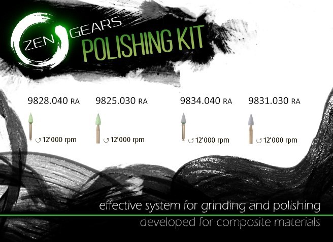 Набор полиров для работы с композитом Zen gears Kit (4 инструмента) в пластиковой упаковке ZengearsKit(1935) - фото 462585