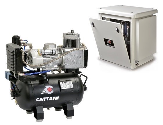 Компрессор Cattani на 1 установку, 1 цилиндр, с осушителем, (в кожухе), ресивер 30 л 013130/013131+010815 - фото 471453