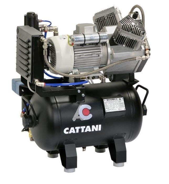 Компрессор Cattani на 2 установки 2 цилиндра, без осушителя (без кожуха), ресивер 30 л 013270 - фото 471629