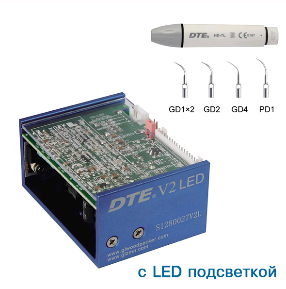 Cкалер ультразвуковой Woodpecker DTE-V2 LED, 5 насадок в комплекте (GD1x2, GD2, GD4, PD1) V2LED - фото 473423