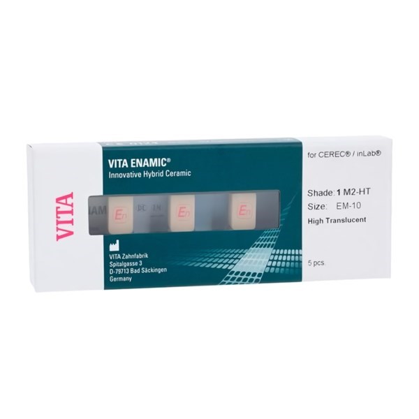 VITA ENAMIC for inLab - блоки из гибридной керамики, высокая прозрачность, цвет 1M2-HT, размер EM10, 5 шт EC41M2HTEM10 - фото 474564