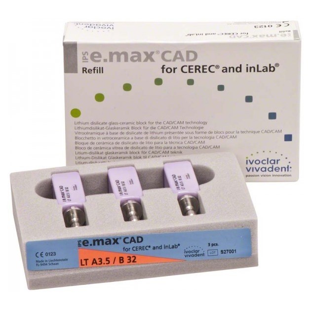 Блоки Ivoclar Vivadent IPS emax CAD CEREC/inLab LT A1 B32 3 шт 648204 - фото 475188