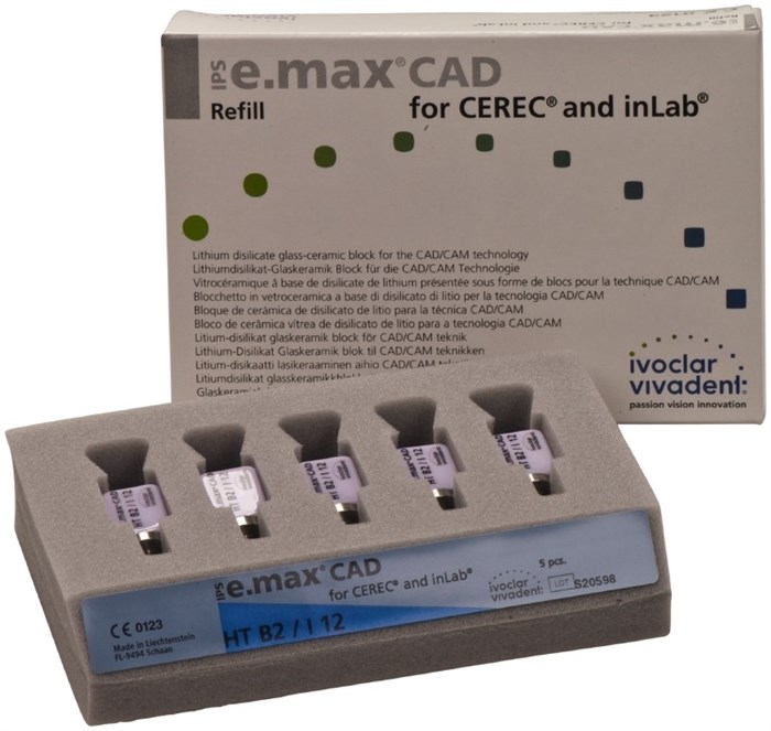 Блоки Ivoclar Vivadent IPS emax CAD for CEREC/inLab HT A2 i12 5 шт 626392 - фото 475345