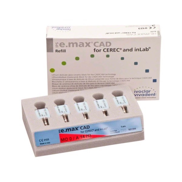 IPS e.max CAD CER/inLab MO - блоки из стеклокерамики, цвет 0 A14 (S), 5 шт 644357 - фото 476664