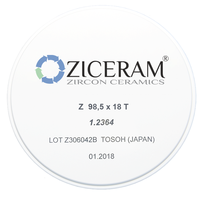 Заготовки диоксида циркония ZICERAM Z 98,5 х18Т, транслюцентные Z98-5x18T - фото 478775