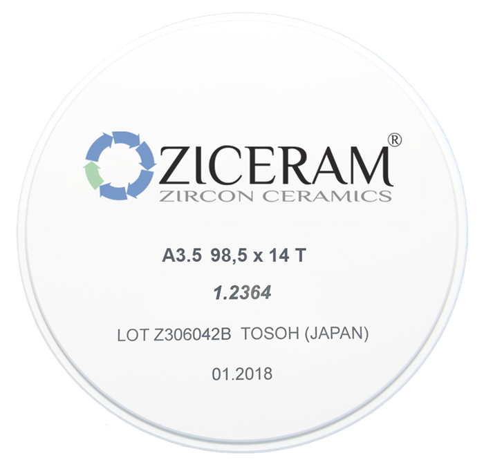 Заготовки диоксида циркония ZICERAM с оттенком А35 98,5 x14T, транслюцентные A3.598-5x14T - фото 478875