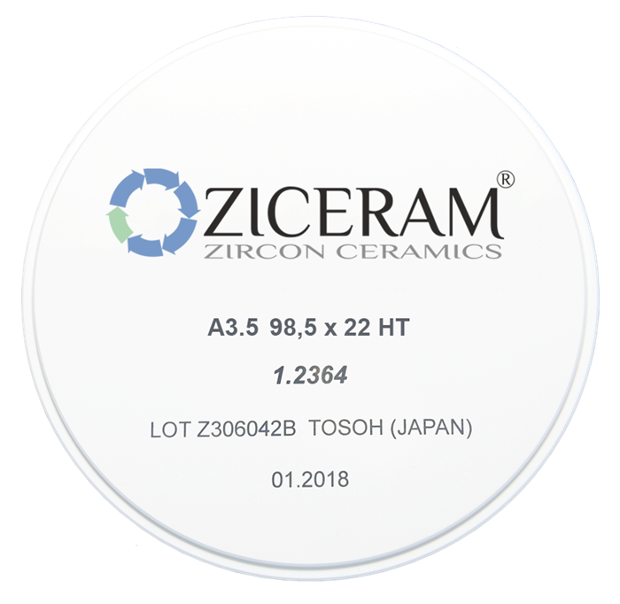 Заготовки диоксида циркония ZICERAM с оттенком A35 98,5 x22HT, супертранслюцентные A3.598-5x22HT - фото 479070