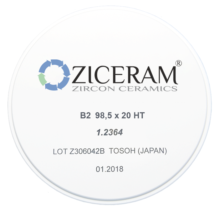 Заготовки диоксида циркония ZICERAM с оттенком В2 98,5 x20HT, супертранслюцентные B298-5x20HT - фото 479106