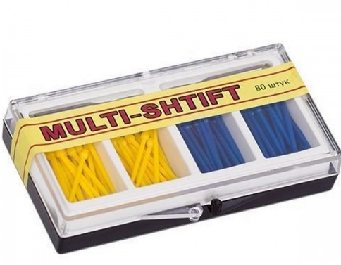 Штифты беззольные MULTI-SHTIFT комплект по 40 шт, 2 размера (желтые, синие) 2 развёртки 11012 - фото 481395