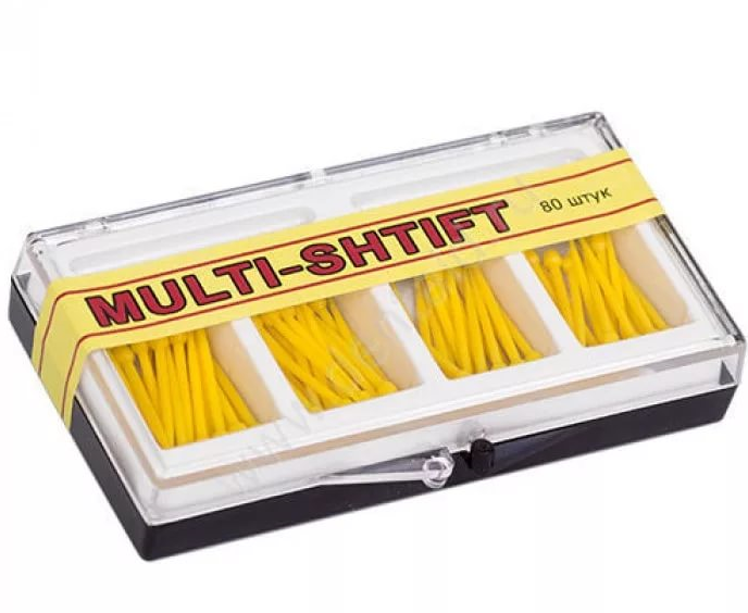 Штифты беззольные MULTI-SHTIFT комплект 80 шт., желтые, 1,2 мм,1 развёртка 11009 - фото 481405