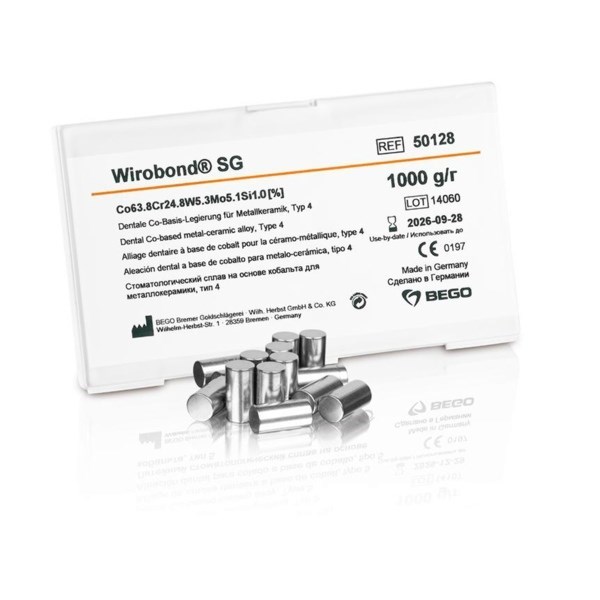 Сплав Wirobond SG  CoCr для керамики, Co (63,8%), Cr (24,8%), W (5,3%) Mo (5,1%), 1 кг. 50128 - фото 485179
