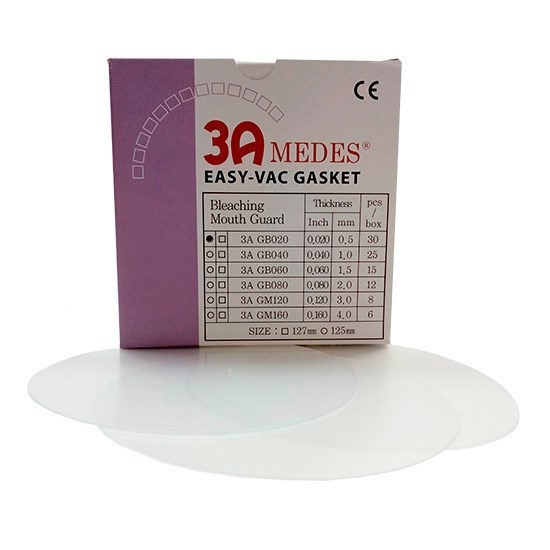 Пластины EV Gasket для изготовления капп для отбеливания, круглые, Bleaching 020, диаметр 125 мм, толщина 0,5 мм, 30 шт ST3-20-GB2-rnd - фото 485870