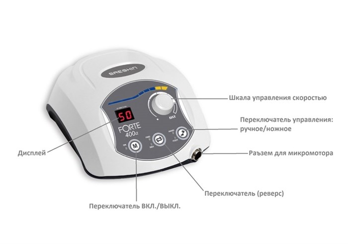 Микромотор зуботехнический FORTE 400a/F100aIII, бесщёточный Forte400a/F100aIII - фото 486459