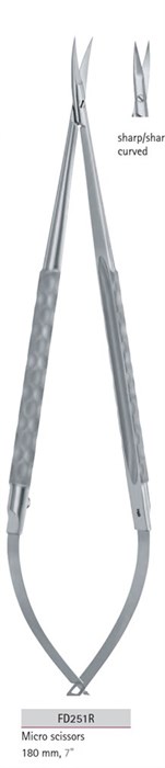 Ножницы микрохирургические, изогнутые, 180 мм., арт: FD251R FD251R - фото 489525