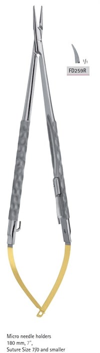 Микроиглодержатель, изогнутый, длина 180 мм, арт: FD259R FD259R - фото 492720