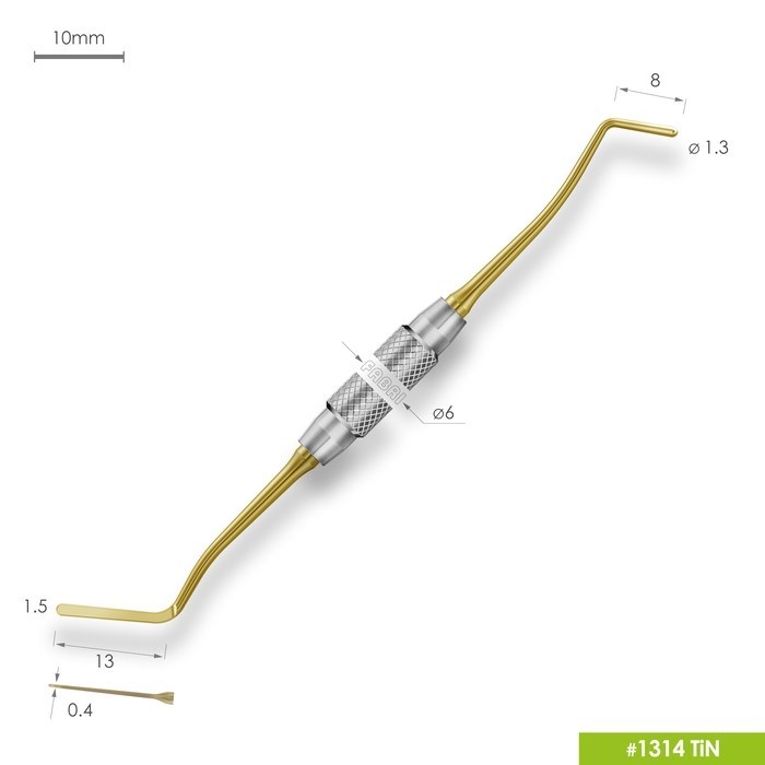 1314 TiN Удлиненная узкая гладилка с  штопфером Ø1.3mm. Ручка Ø6mm. Покрытие Gold 1314-TiN - фото 494532