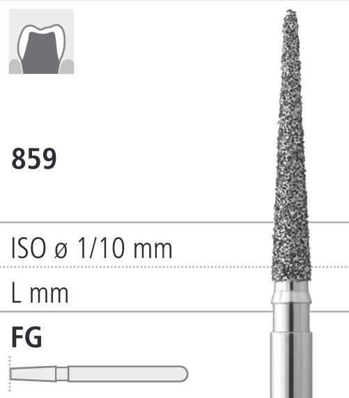 Боры стоматологические алмазные FG 859/016, син., 6шт. ISO код 314166524016, арт: FG80D4/6 FG80D4/6 - фото 500745
