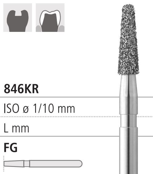 Боры стоматологические алмазные FG 846KR/018, 6 шт, ISO код 314545524018., арт: FG513/6 FG513/6 - фото 500750