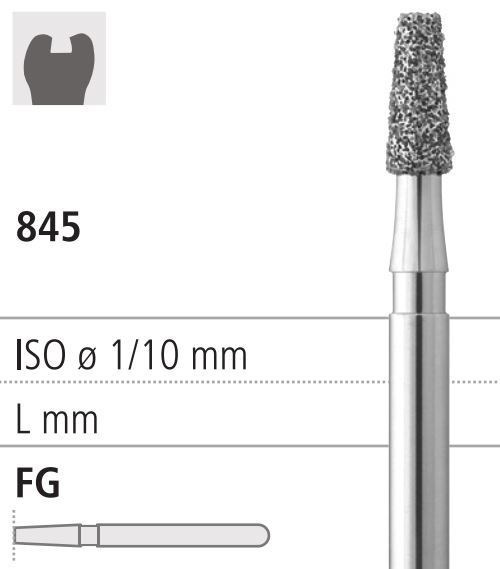 Боры стоматологические алмазные FG 845/014, зел., 6шт. ISO код 314170534014., арт: FG208/6 С FG208/6С - фото 500755